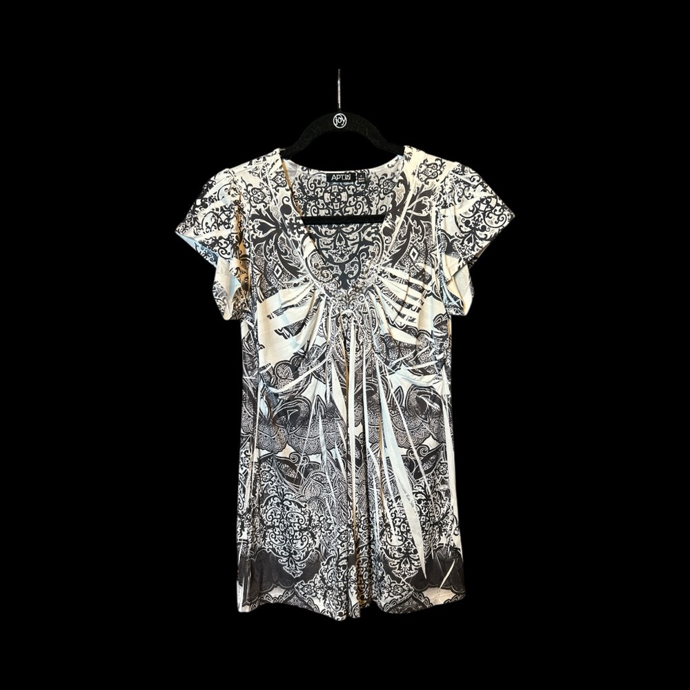 Apt. 9 Black and White Ornate Top